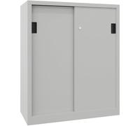 Dynamic24 RAL 7035 - Armario con puertas correderas (2 estantes galvanizados, sin divisor, 1000 x 400 x 1200 mm), color gris claro