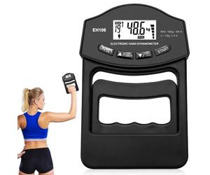 Dynamómetro digital de mano, 396 lb/180 kg, color negro, con cable de carga USB, agarre inteligente y sensible, medidor de fuerza de agarre electrónico, pantalla LED grande