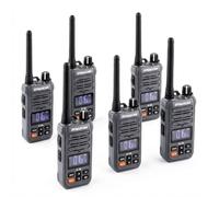 Dynascan Pack 6 Walkie Talkies Dynascan R38 PMR446 Pack de 6 walkie talkies PMR446 Dynascan R38 compactos y resistentes para comunicaciones fiables en trabajo,