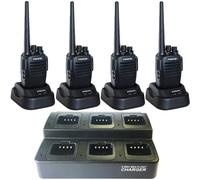Dynascan Pack cuarteto Dynascan DA350 + Cargador múltiple Cuatro walkie talkies Dynascan DA350 + Cargador múltiple para cargar simultáneamente hasta 6 unidades