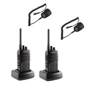 Dynascan Pack de 2 Dynascan EU-85 + Micrófono HP JD500MX Pack de 2 walkie talkies con certificado IP55 más 2 micrófonos de solapa