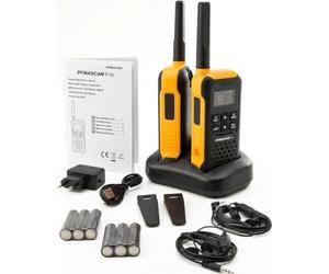 Dynascan - Pareja de Walkie Talkies PMR-446 Sumergibles, Dynascan F-15 | con Microauriculares Incluidos | 16 Canales | VOX | Doble Escucha | en Color Amarillo y Negro