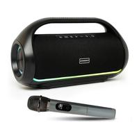 DYNASONIC Altavoz Bluetooth Potente con Micrófono Inalámbrico, Waterproof IPX7, Luces LED RGB, USB/SD/AUX, Batería de Larga Duración. Ideal para Fiestas, Playa y Exterior