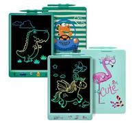 DYNASONIC DYNA-PM Pizarra Escritura LCD Color de 10 Pulgadas para niños. Pizarra magnética para Dibujar. Juguete Educativo. Regalo para niño. Pizarra Infantil (Flamenco Dinosaurio)