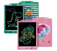 DYNASONIC DYNA-PM pack 2 piezas. Pizarra Escritura LCD Color de 10 Pulgadas para niños. Pizarra magnética para Dibujar. Juguete Educativo. Regalo para niño. Pizarra Infantil (Sirena Dinosaurio)