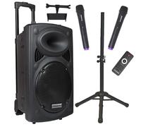 DYNASONIC - DYNAPRO 15 Plus (3ª Generación Pack Tripode) Altavoz Bluetooth Portatil Profesional, Altavoz Bluetooth Potente 1000W 2 microfonos Karaoke, Soporte Tablet y tripode