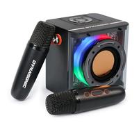Dynasonic Karaoke Bluetooth con 2 Micrófonos Inalámbricos, Altavoz Karaoke Portátil con Luces LED, Sistema de Karaoke con Conexión Bluetooth, Altavoz para Cantar en Casa, Fiestas y Eventos