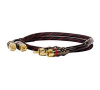 Dynavox Perfect Sound - Cable RCA estéreo (conectores dorados, apto para dispositivos de audio con conexiones RCA como amplificadores, reproductores de CD, receptores AV, color: negro/rojo, longitud