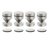 Dynavox Sub-Watt Absorber, Juego de 4, desacopladores de Altura Ajustable para Equipos HiFi y Altavoces, con Arandelas, Acabado Cromo