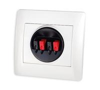 Dynavox Terminal de pared para altavoces a caja de interruptores para montaje empotrado, color blanco, 8 x 8,5 x 3 cm
