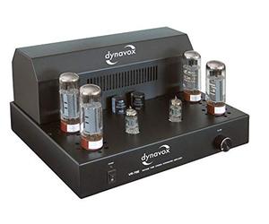 Dynavox VR-70E II amplificador integrado a válvulas, amplificador HiFi para un sonido cálido y valvular, diseño vintage con rejilla de protección desmontable, elegante acabado negro