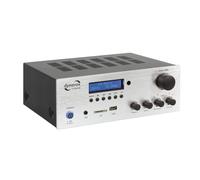 Dynavox VT-80 MK Amplificador estéreo Compacto, 4 terminales de Altavoz atornillables, Control Remoto para entradas Digitales (USB, Tarjeta SD), Antena BT integrada y Radio FM, Plateado