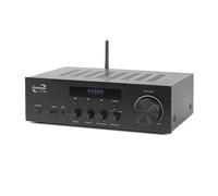 Dynavox VT-90 Amplificador estéreo Compacto, terminales de conexión atornillables para 4 Altavoces, Control Remoto, Entrada de Fono, transmisión BT, Negro