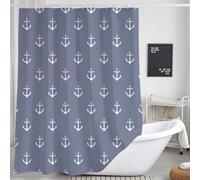 DYNH Cortina de ducha con ancla náutica para baño, color azul y blanco, playa, costera, playa, playa, playa, playa, juego de cortinas de ducha decorativas, océano, hombres, niños, niños, accesorios de