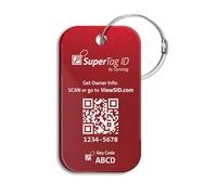 Dynotag® Sentry Series - Etiqueta de identificación inteligente para equipaje con red de metal sólido + bucle de acero, con DynoIQ™ y servicio de recuperación de por vida (rojo rubí, aluminio