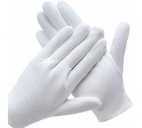 Dynozim 6 pares de guantes de algodón blanco para inspección, servir, disfraz, y manos secas eccema hidratante SPA
