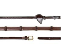 Dy'on D-Collection - Riendas de Goma de 13 mm (1/2'') con 7 Muescas de Cuero, Full - Marrón Dy'on