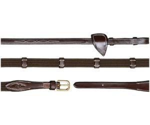 Dy'on D-Collection - Riendas de Lona de 5/8 (16 mm) con 9 Muescas de Cuero, Full - Marrón Dy'on