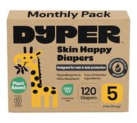 DYPER Tela de viscosa de bambú para bebé, tamaño 5, ingredientes honestos, alternativa de día y noche, fabricada con materiales a base de plantas, hipoalergénicos, para pieles sensibles, sin perfume