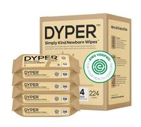 DYPER Toallitas para recién nacidos a base de plantas, para bebés recién nacidos, mezcla de viscosa y lyocel, hipoalergénicas para pieles sensibles, sin perfume, 99% toallitas a base de agua para cara