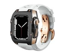 DYPERO 44 45 mm Kit de modificación de lujo para Apple Watch Series 8 7 Correa de silicona Carcasa de metal para iWatch SE 6 5 4 Hombres Correa de muñeca de goma (Color: BBRGW, Tamaño: 45 mm para 8/7)