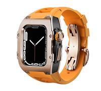 DYPERO 44 45 mm Kit de modificación de lujo para Apple Watch Series 8 7 Correa de silicona Carcasa de metal para iWatch SE 6 5 4 Hombres Correa de muñeca de goma (Color: RGBO, Tamaño: 44 mm para