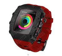 DYPERO Funda de fibra de carbono de lujo para Apple Watch Band Series 8 45mm 44mm cubierta de fibra de carbono banda de silicona para IWatch Series 8 7 6 5 4 accesorios (color: rojo, tamaño: 44 mm