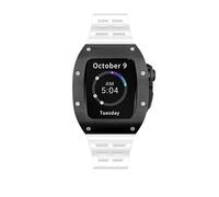 DYPERO Kit de modificación para Apple Watch 8 7 funda de acero inoxidable para iWatch Series 8 7 6 5 4 4 44 mm 45 mm correa de goma accesorios de metal Beze (color: beige, tamaño: 45 mm)