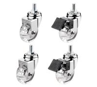 DYPJHEO 1.5" Freno Ruedas Giratorias con Perno (M8x15 / M8x25 / M10x15 / M10x25 mm), Carros Ruedas Pivotantes for Mueble Mover, Pequeñas Ruedas Transparentes con Freno, Carga 100 kg(M10*15 mm)