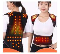 Dyqyym Corrector de postura de turmalina con autocalentamiento y terapia magnética para cintura, espalda y hombros, soporte lumbar para columna vertebral, alivio del dolor (M) (XL)