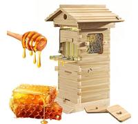 Dyqyym Kit de Inicio para Colmena, con Ventana de observación y Pico vertedor de Miel, Caja de Madera para Miel autofluyente, Incluye caseta de Carpintero para polinizadores de jardín.