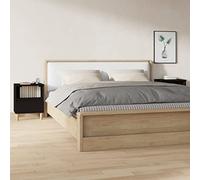 DYRJDJWIDHW 2 Pack Night Stands Black 40x35x50 cm, Elegant Bedside Tables with Storage Drawer & Shelf, Durable Plywood & Solid Eucalyptus Wood for Bedroom, Living Room, Home Decor