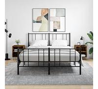 DYRJDJWIDHW 2 Pack Night Stands, Engineered Wood Smoke Oak Bedside Tables with 2 Storage Compartments, 40x30x50cm Modern End Tables for Bedroom Living Room, Easy to Clean & Wall Mountable