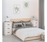 DYRJDJWIDHW 2 Pack Night Stands Solid Pine Wood White 40x40x75 cm with 3 Drawers Rustic Bedside Tables for Bedroom Storage Modern Side End Table Furniture