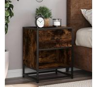 DYRJDJWIDHW 2 Pack Night Stands with Drawer, Engineered Wood Bedside Tables in Smoked Oak, 40x31x50 cm, Modern Bedroom Furniture for Storage, Sturdy Surface for Decor, Easy to Clean and Assemble