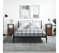 DYRJDJWIDHW 2 Pack Night Stands with Storage, Engineered Wood & Iron Bedside Table, Oak Brown Compact End Table for Bedroom Living Room, 34x35.5x70cm, Adjustable Legs & Wall Mounting