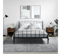 DYRJDJWIDHW 2 Pack Night Stands with Storage, Engineered Wood Smoked Oak Bedside Tables 40x42x50 cm, Compact Modern Design for Bedroom & Living Room, Sturdy Iron Frame & Adjustable Feet