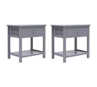 DYRJDJWIDHW 2 Pack Nightstand Set, Paulownia Wood Bedside Table with Drawer & Shelf, Modern Gray End Table for Bedroom, Living Room, 40x29x42cm, Easy Assembly, Multi-Functional Storage Furniture