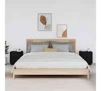 DYRJDJWIDHW 2 Pack Solid Pine Wood Nightstands Black 40x34x45 cm with Storage Door & 2 Compartments, Rustic Bedside Tables for Bedroom Decor, Modern Side End Tables with Synthetic Leather Handle
