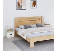 DYRJDJWIDHW 2 Pcs Night Stands Solid Pine Wood White 40x34x45 cm with Drawer and Open Compartment, Rustic Bedside Tables for Bedroom, Modern Side Table with Storage for Living Room