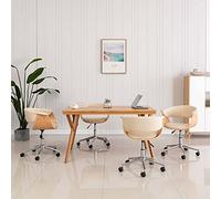 DYRJDJWIDHW 4 Pack Cream Swivel Dining Chairs with PU Leather Upholstery, 360 Degree Rotating Office Chairs with Adjustable Height and Wheels for Living Room, Bedroom, Modern Ergonomic Design