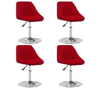 DYRJDJWIDHW 4 Pack Red Velvet Dining Chairs with Swivel Base and Gas Lift Mechanism, Modern Rotating Office Chairs for Home Kitchen and Restaurant Use