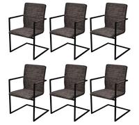 DYRJDJWIDHW 6 Pack Cantilever Dining Chairs Brown PU Leather Modern Office Conference Room Seating with Foam Cushion Steel Frame Easy Assembly Home Restaurant Decor