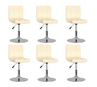 DYRJDJWIDHW 6 Pack Cream Fabric Swivel Dining Chairs with Gas Lift Mechanism, 360 Degree Rotating Modern Kitchen Adjustable Height Upholstered Chairs for Dining Room and Office