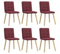 DYRJDJWIDHW 6 Pack Dining Chairs Set with Soft Fabric Upholstery, Red Wine Color Modern Kitchen Chairs with Sturdy Metal Frame for Dining Room and Living Room, Comfortable Padded Seating