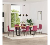 DYRJDJWIDHW 6 Pack Velvet Dining Chairs Set with Soft Cushion, Modern Red Wine Upholstered Side Chairs for Kitchen Dining Room, Sturdy Metal Wood Frame Comfortable Seating for Home Restaurant Use