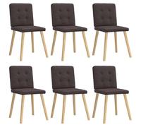 DYRJDJWIDHW 6 Piece Dining Chairs Set Dark Brown Fabric Upholstered Side Chairs with Padded Seat and Backrest for Kitchen Dining Room Living Area Home Decor