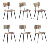 DYRJDJWIDHW 6 Piece Dining Chairs Set Recycled Solid Wood Vintage Style with Iron Frame for Kitchen Dining Room, Handcrafted Multicolor Farmhouse Chairs with 110kg Weight Capacity