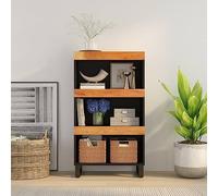 DYRJDJWIDHW Acacia Solid Wood Storage Cabinet 60x33x107 cm - Auxiliary Closet for Bedroom & Living Room, Durable Tropical Hardwood with Iron Legs, Spacious Organizer for Home Decor