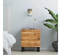 DYRJDJWIDHW Acacia Wood Nightstand 40x33x46 cm Industrial Style Bedside Table with Storage Shelf, Solid Wood End Table for Bedroom Living Room, Black Metal Legs, Unique Grain Patterns
